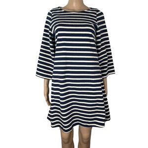 Samuji The Celyn Blue Off White Striped Casual Cotton Mini Shift Dress